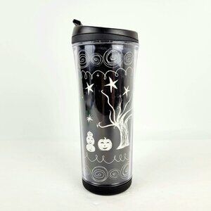 Starbucks Coffee 2007 HALLOWEEN Black & White Glow In The Dark 16oz Tumbler Cup